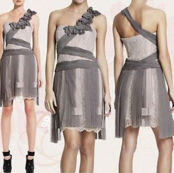 BCBG RUNWAY Limited Edition Lace Dress with Pleated Contrast - Picture 5 of 5